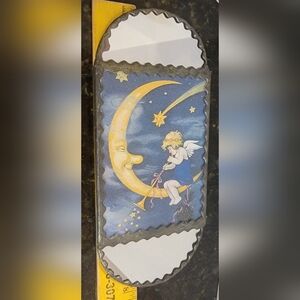 Fritz Baumgarten's Man in the Moon Illustration Leaded Glass Mirrored Wall Art